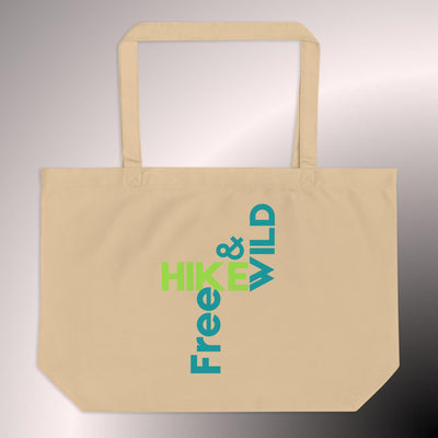 large hiking themed eco tote  bag