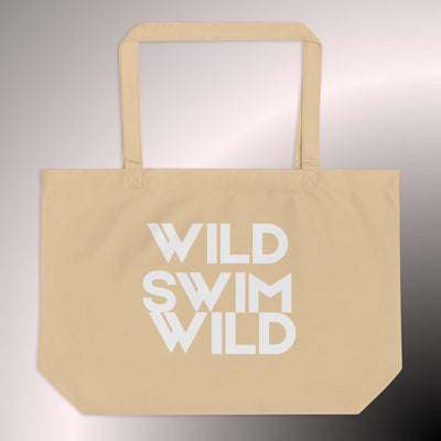 wild swimming themed tote bag